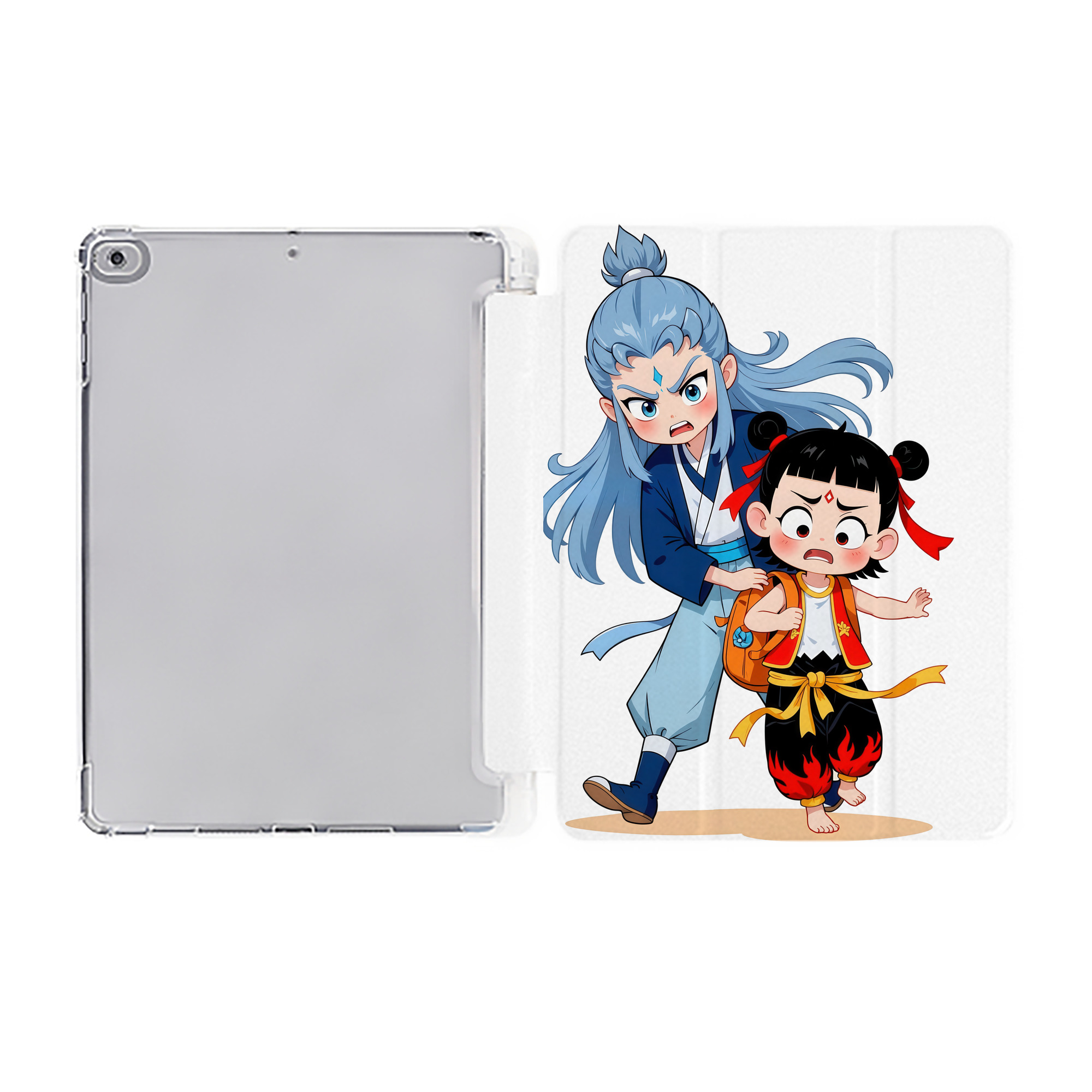 （画像用） Ne Zha 2 ナタ 魔童の大暴れ IPad ケース ペン収納付き 三つ折りスタンド PUレザー×シリコン 対応機種9.5/10.5/10.9インチ